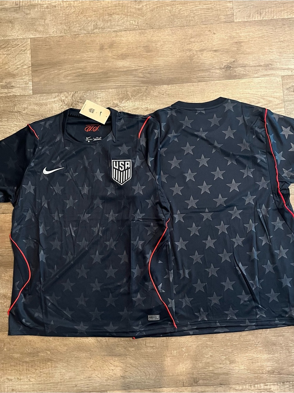 Nike USA Star-Pattern Soccer Jersey in Dark Navy with Red Piping
